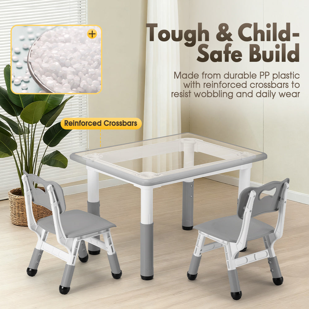 PlayPals Kids Table and Chairs Set Height Adjustable Graffiti Desktop - Sunyee