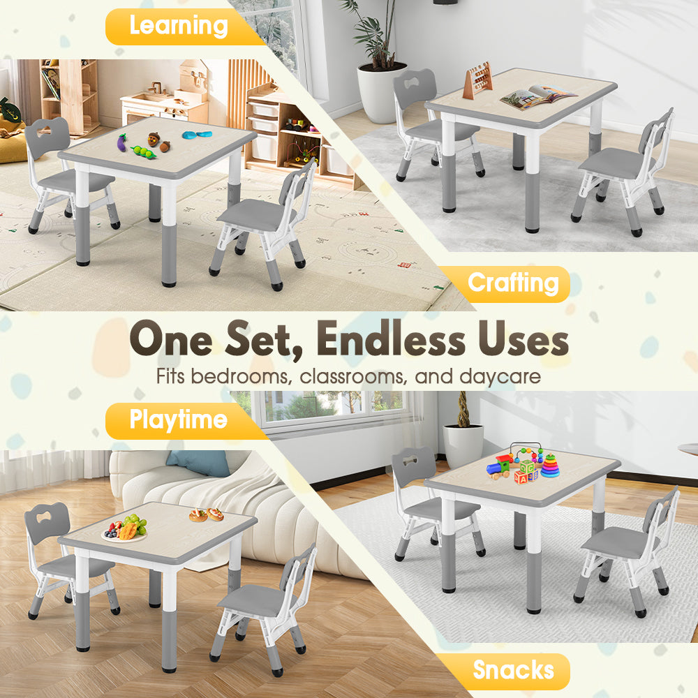 PlayPals Kids Table and Chairs Set Height Adjustable Graffiti Desktop - Sunyee