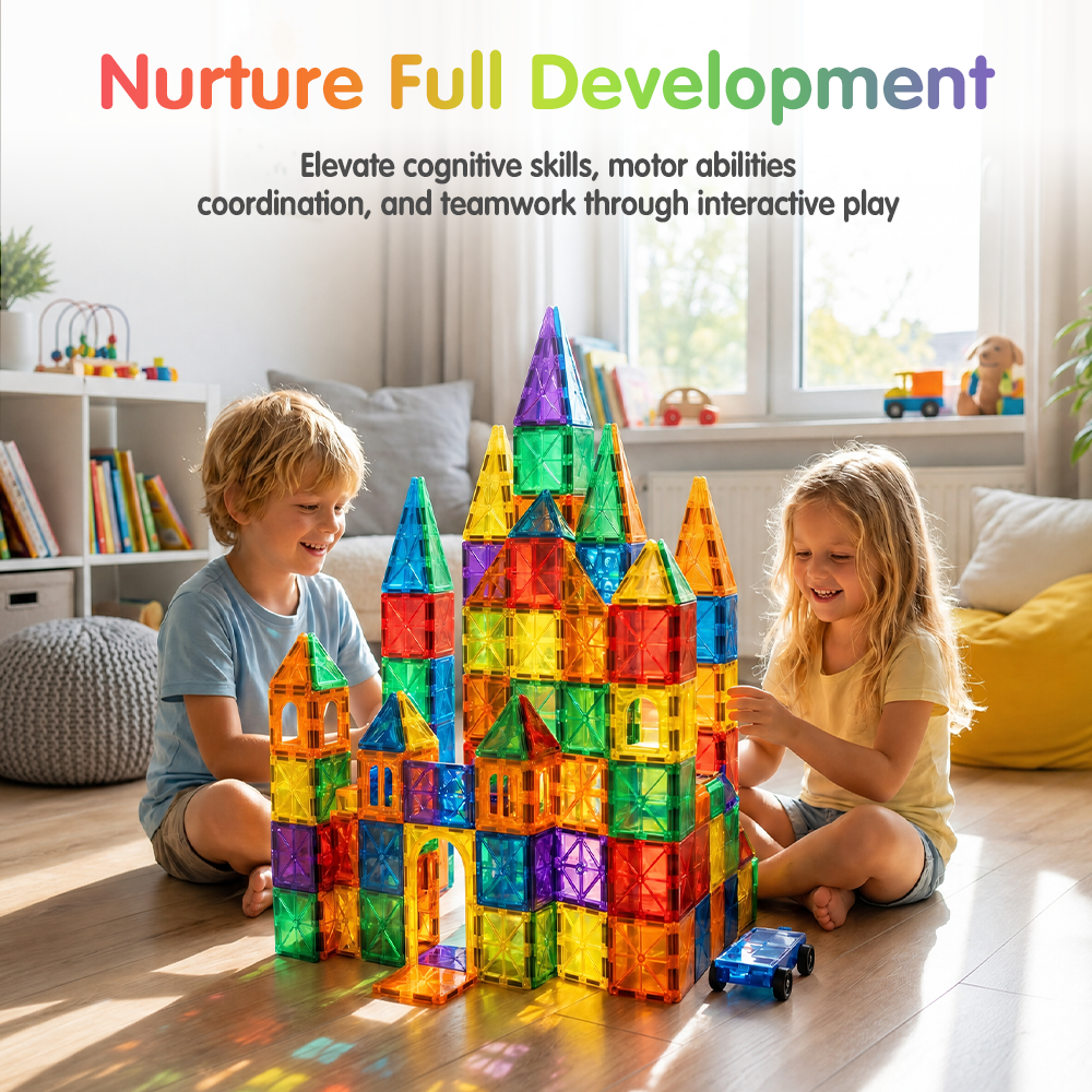 Playpals 158PCS Kids Magnetic Tiles Blocks Building Educational Toys Child Gift - Sunyee