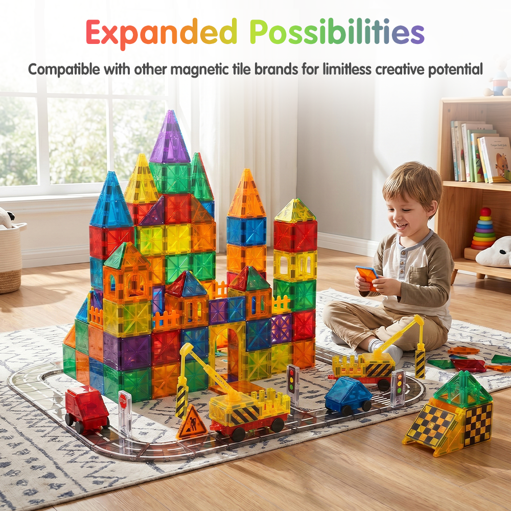 Playpals 158PCS Kids Magnetic Tiles Blocks Building Educational Toys Child Gift - Sunyee