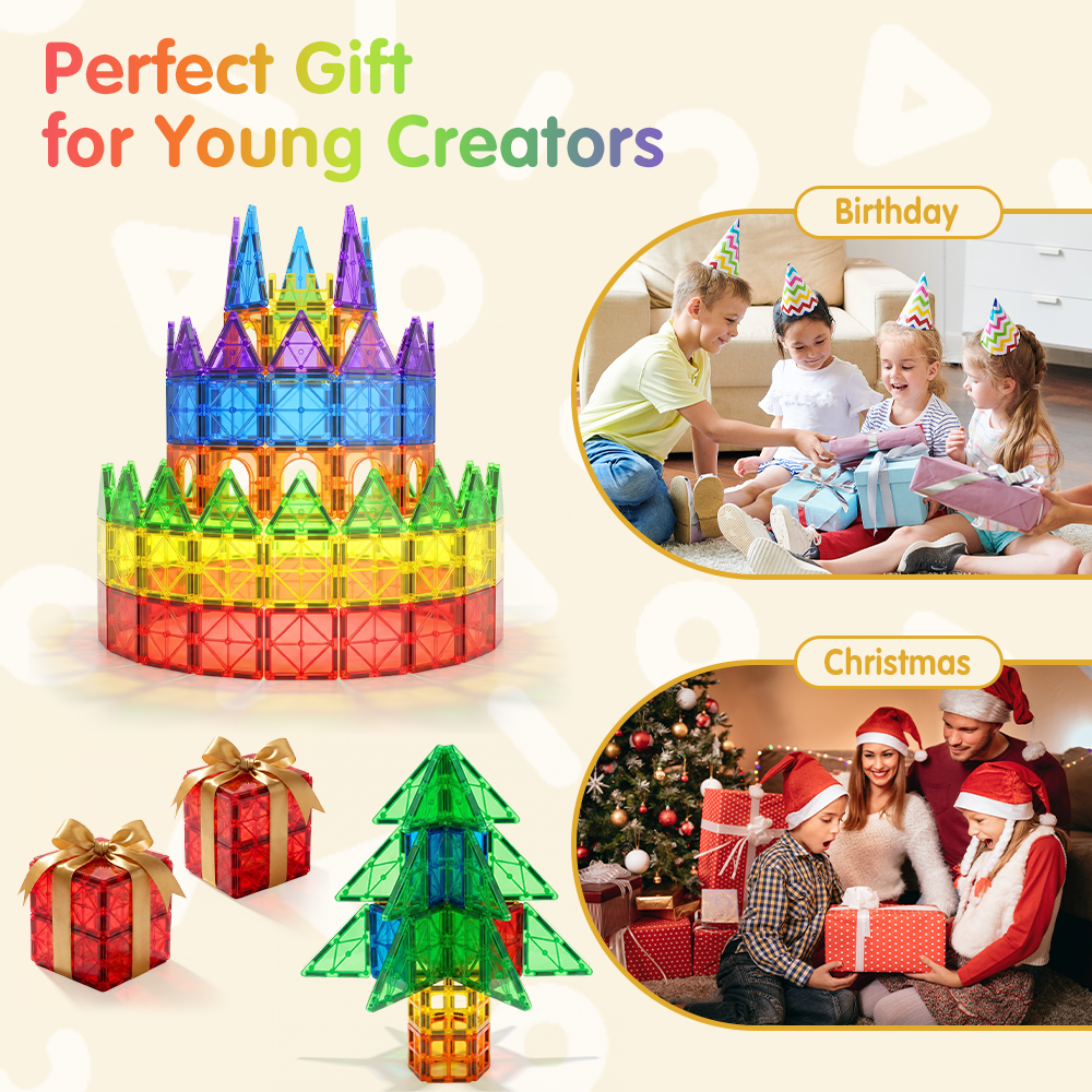 Playpals 158PCS Kids Magnetic Tiles Blocks Building Educational Toys Child Gift - Sunyee