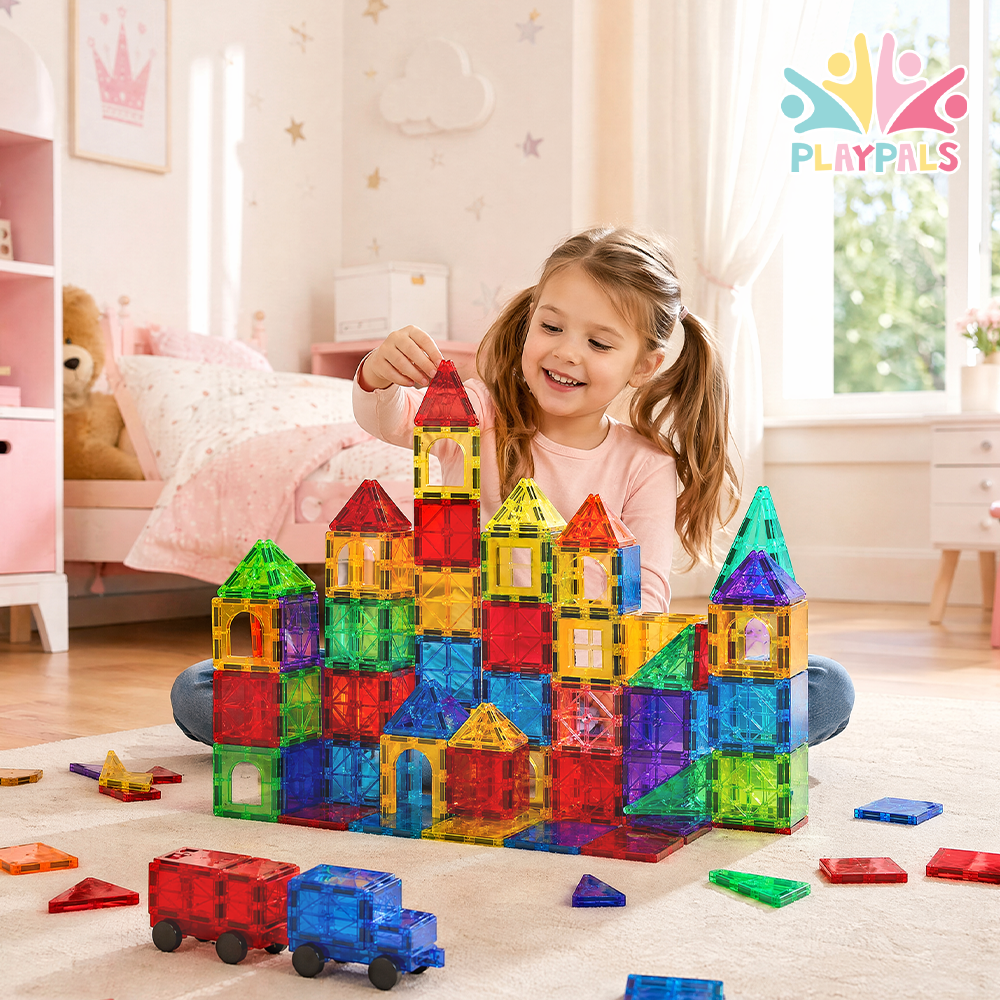 Playpals 158PCS Kids Magnetic Tiles Blocks Building Educational Toys Child Gift - Sunyee