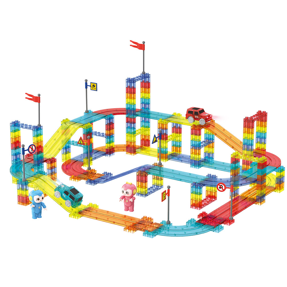 Playpals Railcar Magnetic Tiles Block Educational Toys Child Gift 154/240/348PCS - Sunyee