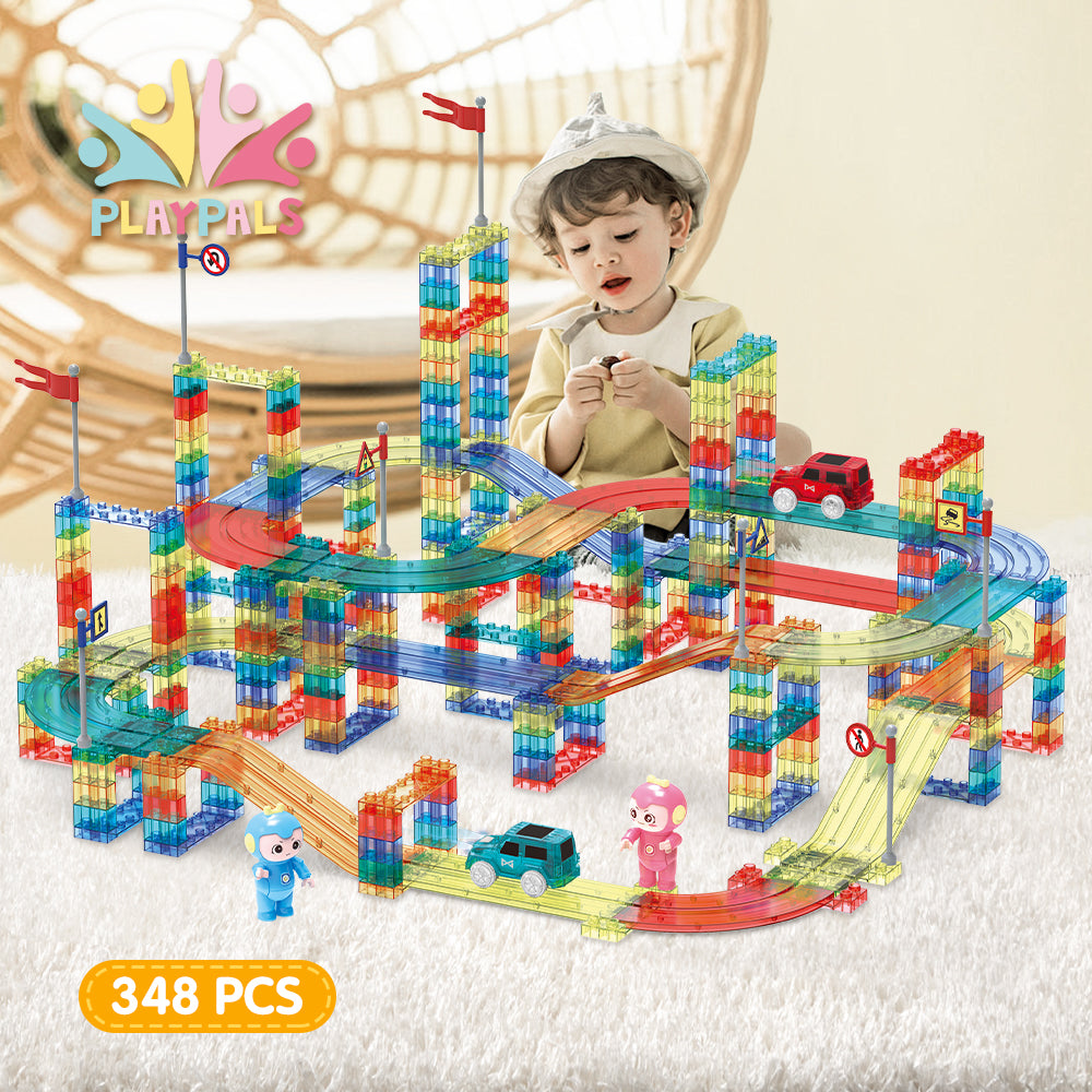 Playpals Railcar Magnetic Tiles Block Educational Toys Child Gift 154/240/348PCS - Sunyee
