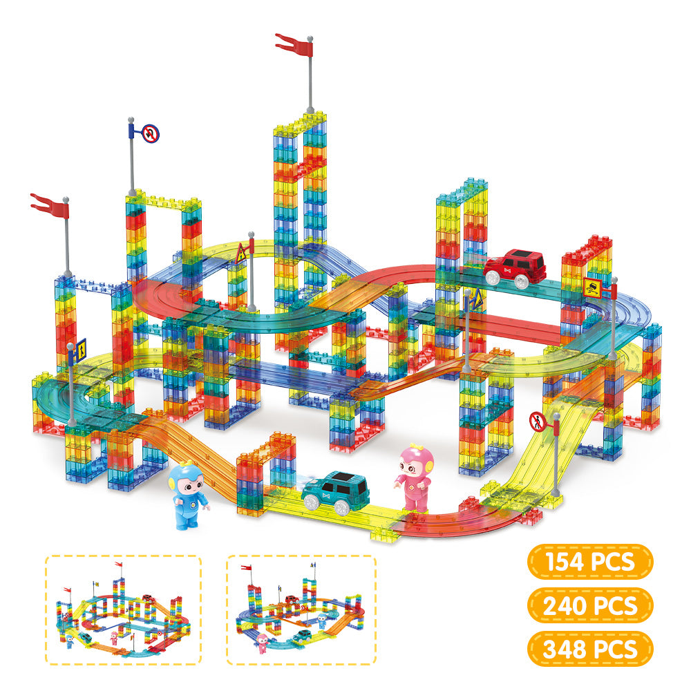 Playpals Railcar Magnetic Tiles Block Educational Toys Child Gift 154/240/348PCS - Sunyee