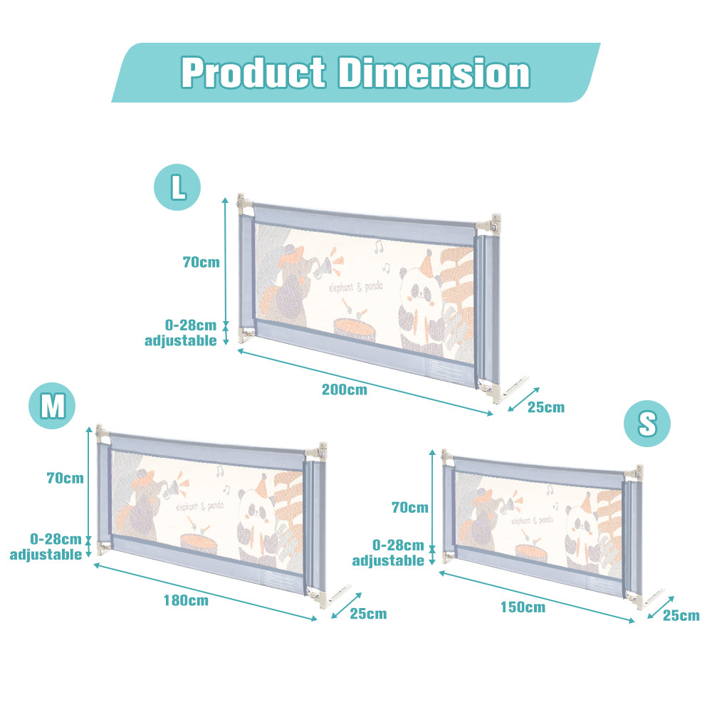 Playpals Baby Bed Rail S/M/L Height Adjustable Kids Safety Toddler Protect - Sunyee