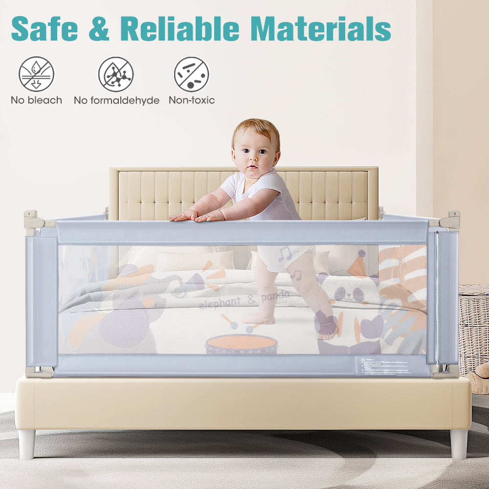 Playpals Baby Bed Rail 150x98CM Height Adjustable Kids Safety Toddler Protect - Sunyee