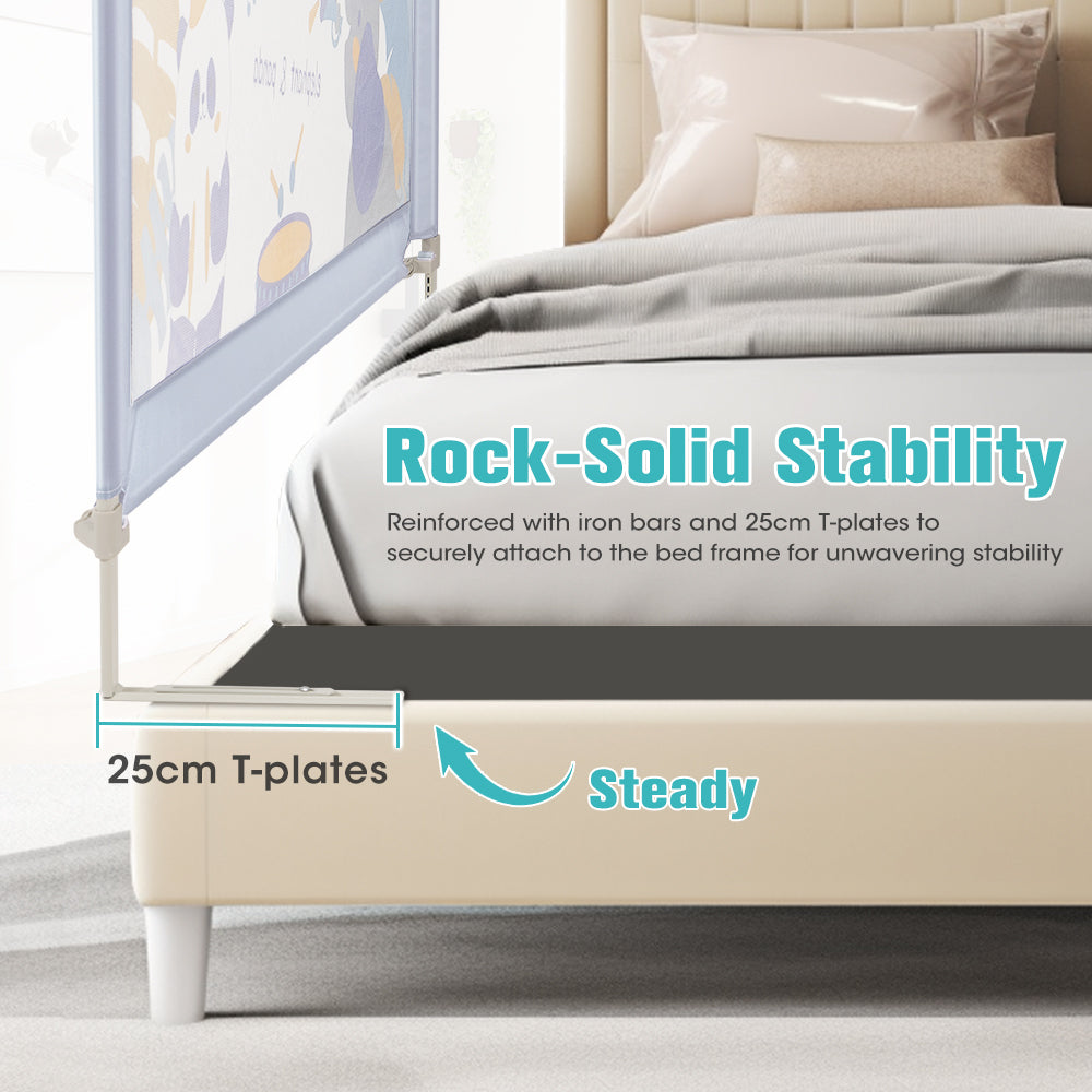 Playpals Baby Bed Rail 150x98CM Height Adjustable Kids Safety Toddler Protect - Sunyee