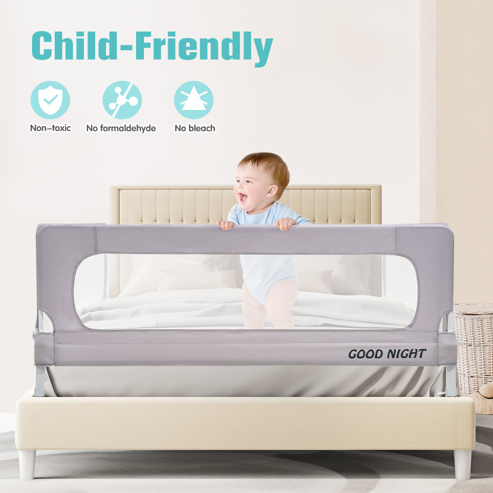 Playpals Baby Bed Rail 200x85CM Adjustable Folding Kids Safety Toddler Protect - Sunyee
