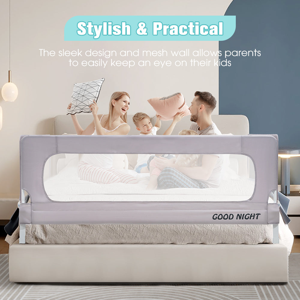 Playpals Baby Bed Rail 200x85CM Adjustable Folding Kids Safety Toddler Protect - Sunyee