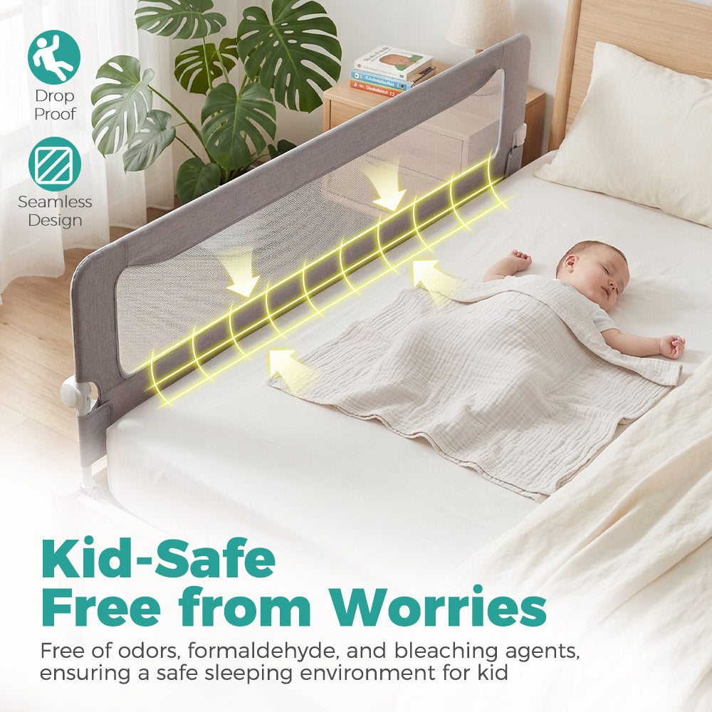 PlayPals Baby Bed Rail 150/180/200CM Cationic Fabric Folding Safety Protect