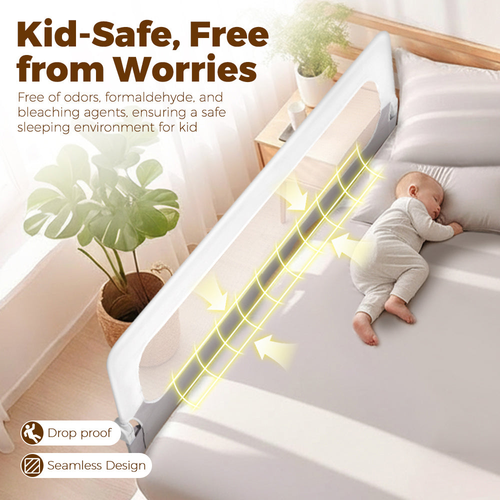 Playpals Baby Bed Rail 200x60CM Adjustable Folding Kids Safety Protect