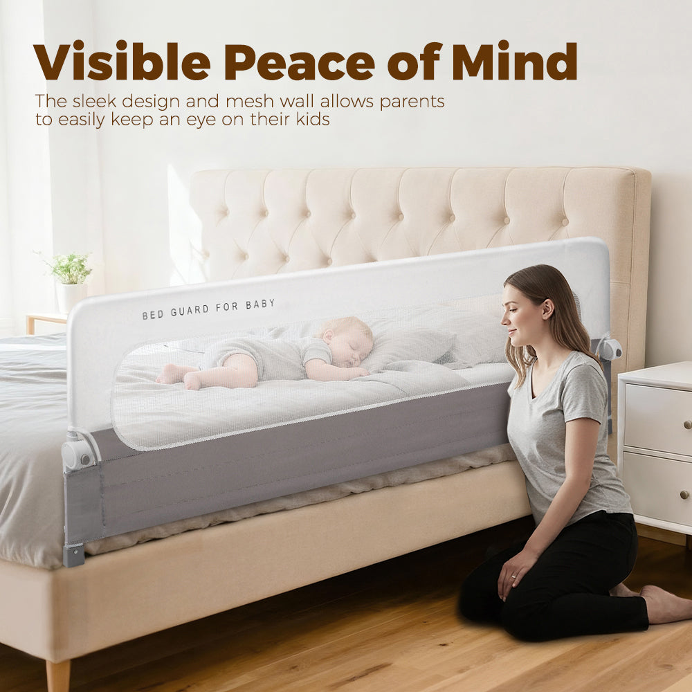 Playpals Baby Bed Rail 200x60CM Adjustable Folding Kids Safety Protect