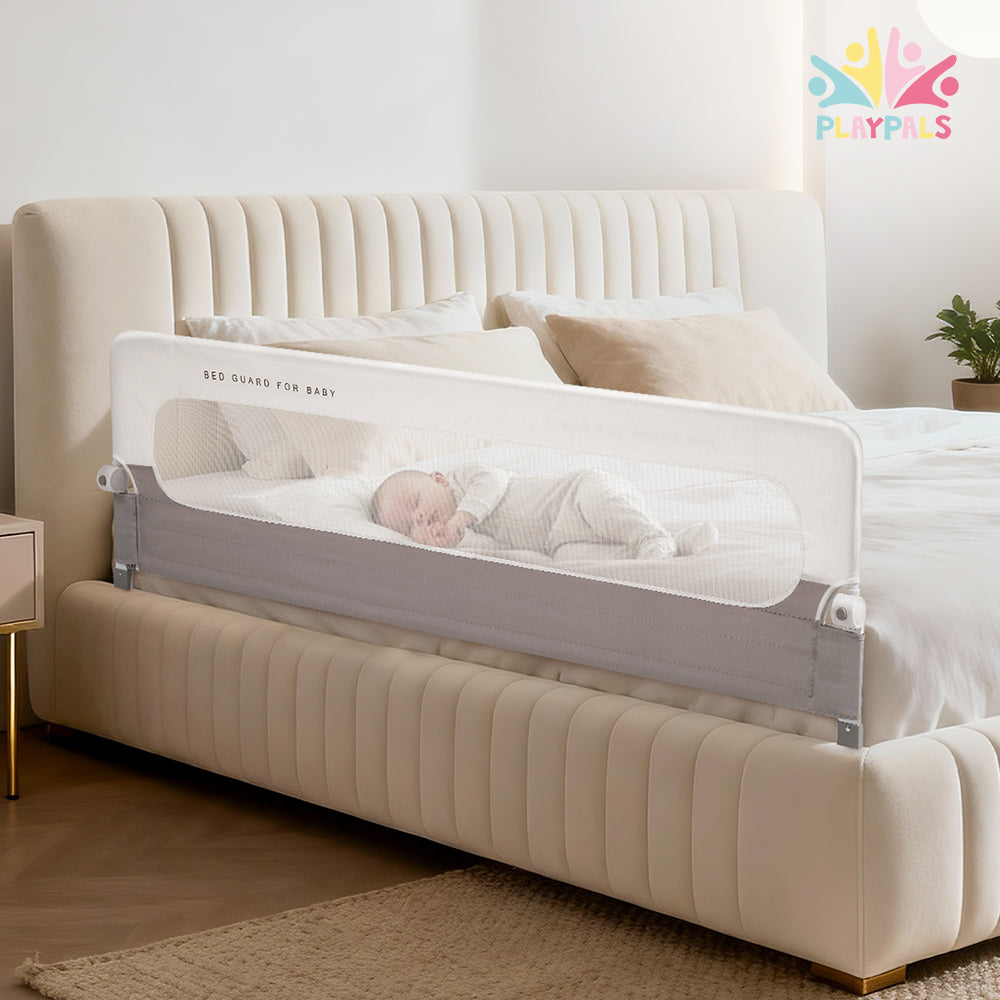 Playpals Baby Bed Rail Adjustable Folding U-Shaped Base Kids Safety Protect - Sunyee