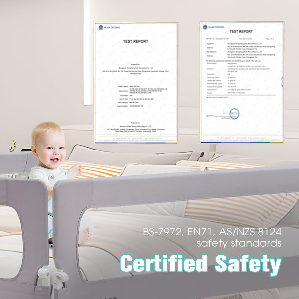 Playpals Baby Bed Rail 180x85CM Adjustable Folding Kids Safety Toddler Protect - Sunyee