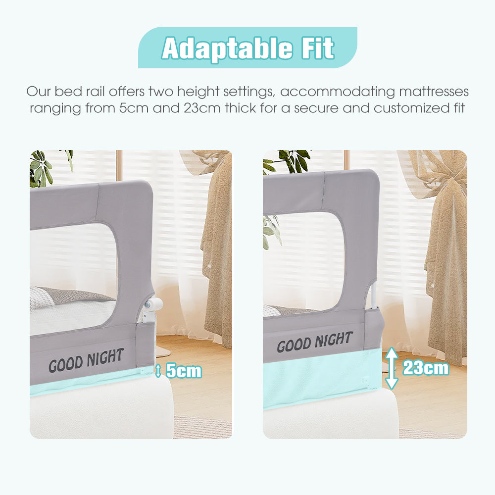 Playpals Baby Bed Rail 180x85CM Adjustable Folding Kids Safety Toddler Protect - Sunyee