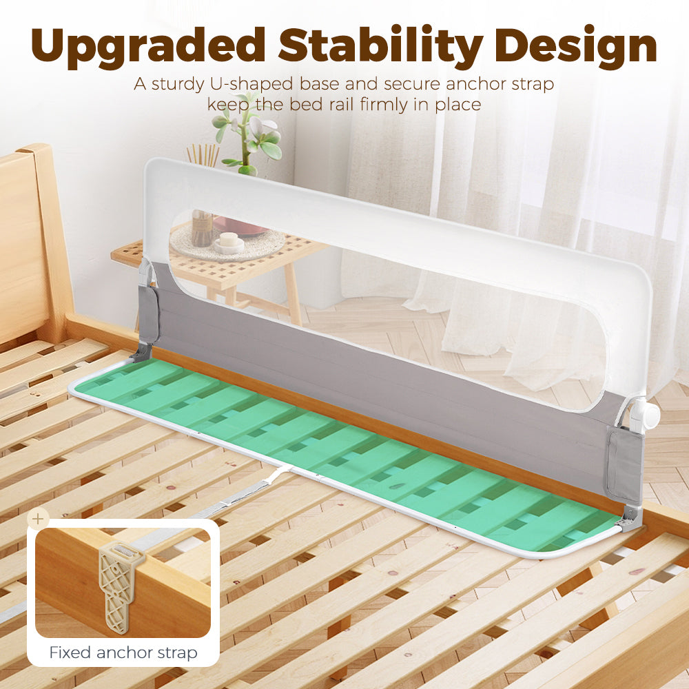 Playpals Baby Bed Rail Adjustable Folding U-Shaped Base Kids Safety Protect - Sunyee