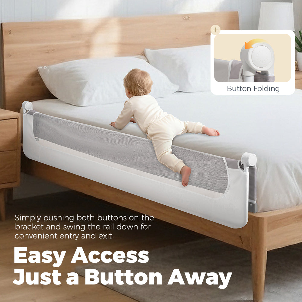 Playpals Baby Bed Rail Adjustable Folding U-Shaped Base Kids Safety Protect - Sunyee