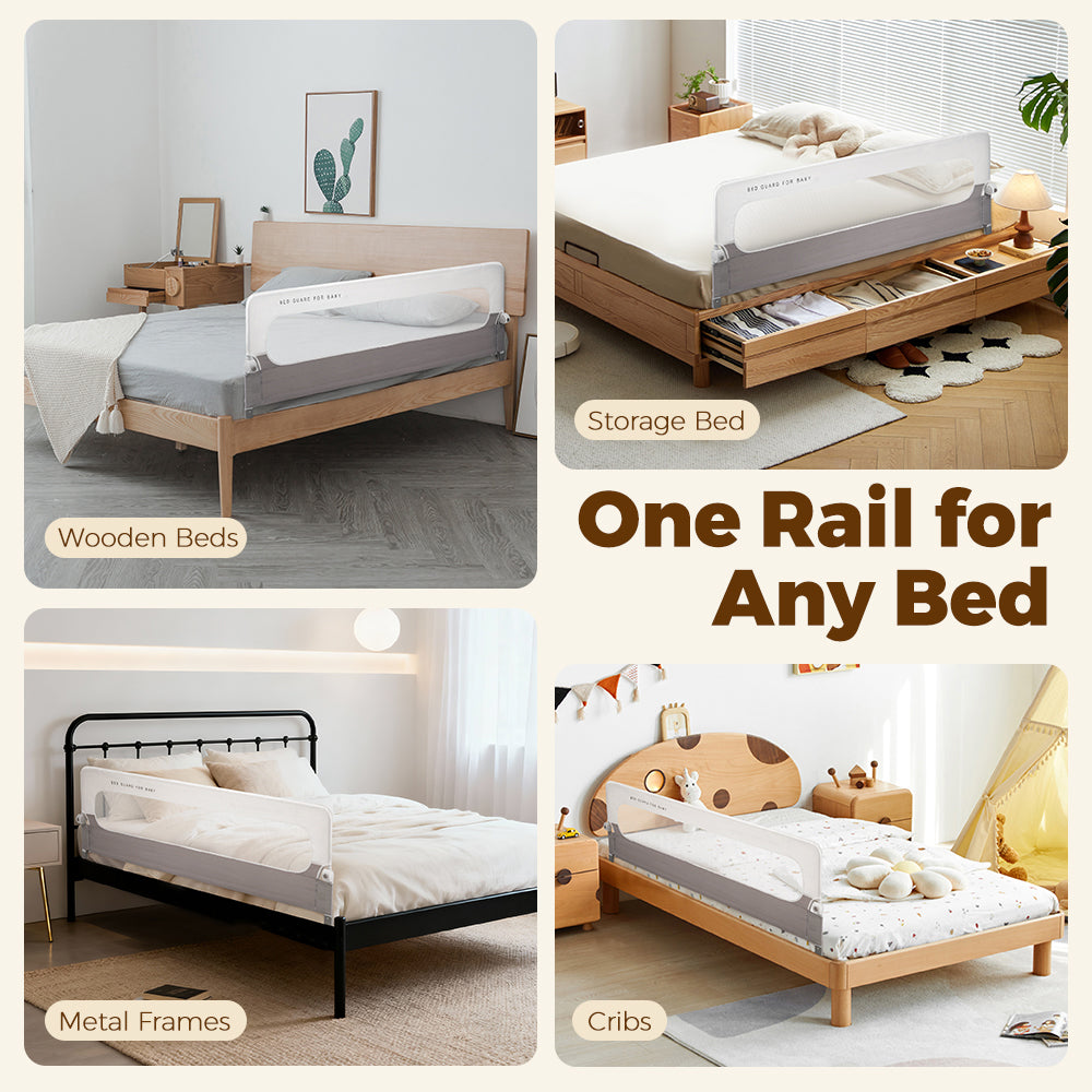 Playpals Baby Bed Rail 180x60CM Adjustable Folding Kids Safety Protect