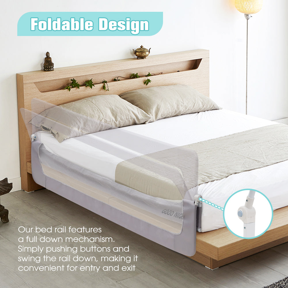 Playpals Baby Bed Rail 150x85CM Adjustable Folding Kids Safety Toddler Protect - Sunyee