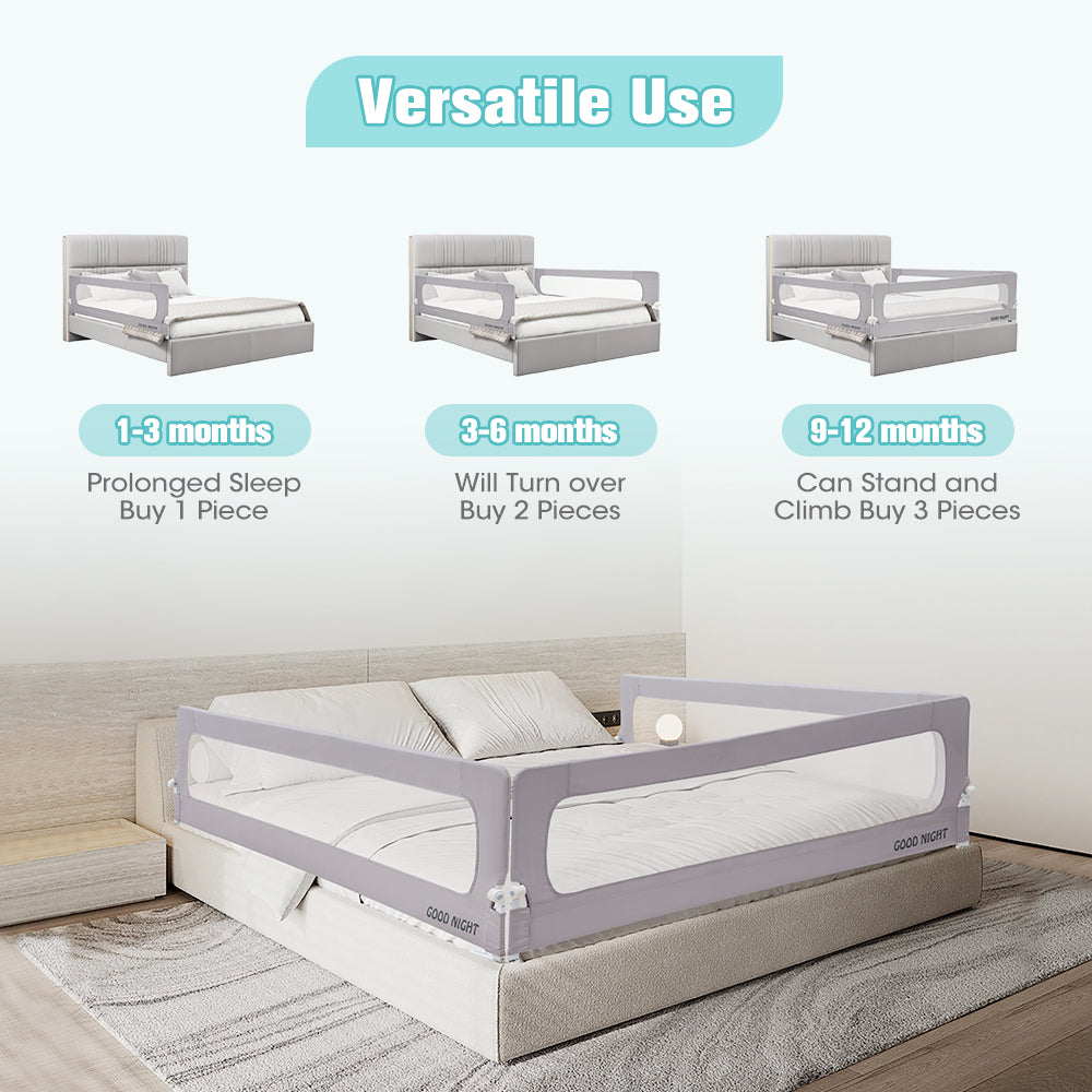 Playpals Baby Bed Rail 150x85CM Adjustable Folding Kids Safety Toddler Protect - Sunyee