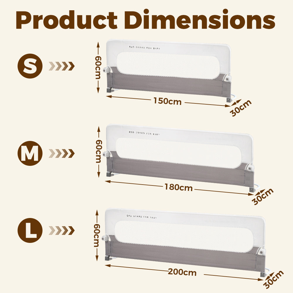 Playpals Baby Bed Rail Adjustable Folding U-Shaped Base Kids Safety Protect - Sunyee