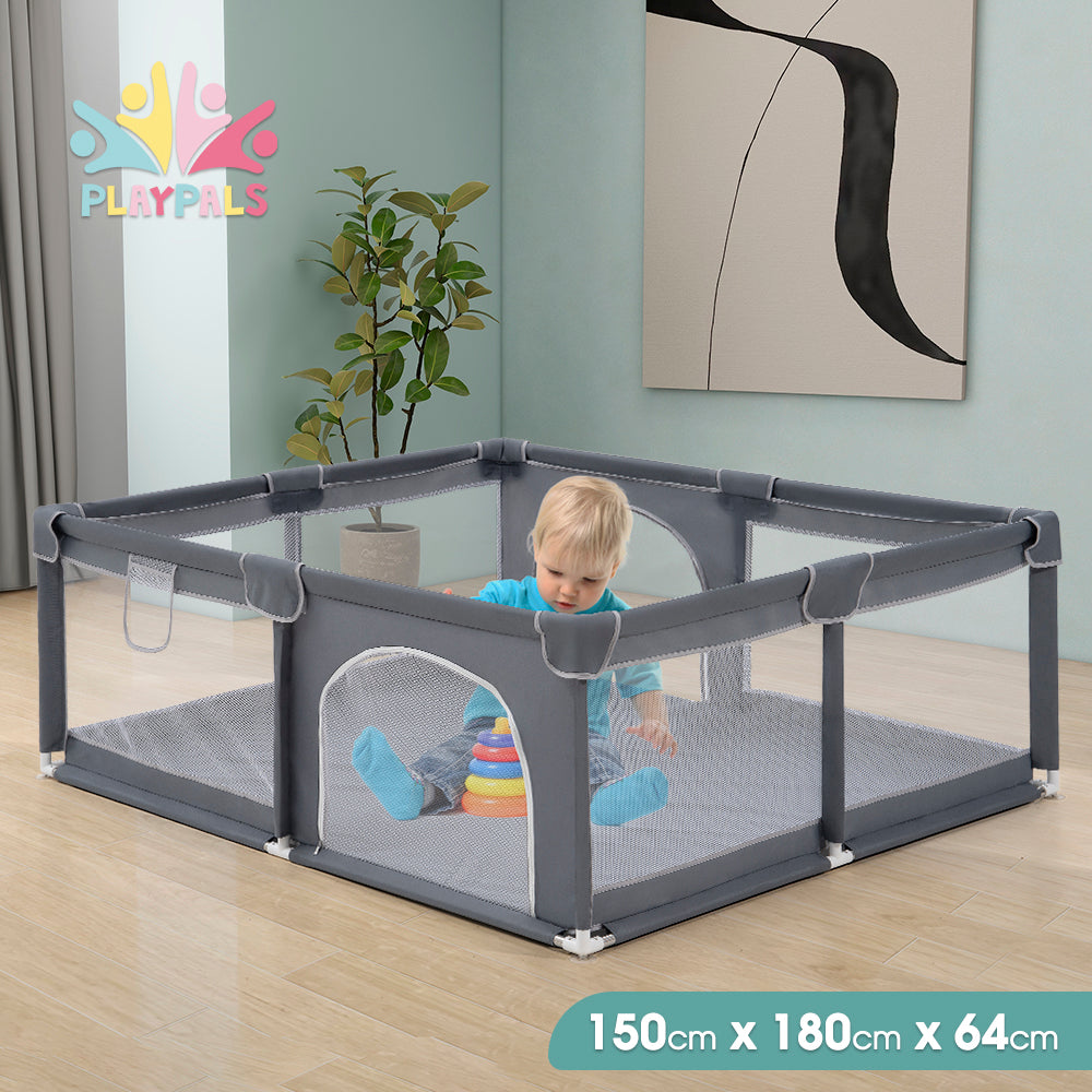 Playpals Baby Playpen Child Safety Gate Kids Playpen Child Play 2 Door 150x180cm - Sunyee