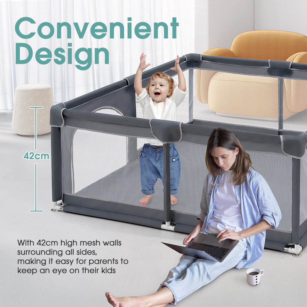 Playpals Baby Playpen Child Safety Gate Kids Playpen Child Play 2 Door 150x180cm - Sunyee