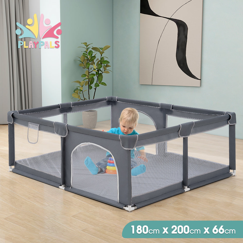 Playpals Baby Playpen Child Safety Gate Kids Playpen Child Play 2 Door 180X200cm - Sunyee
