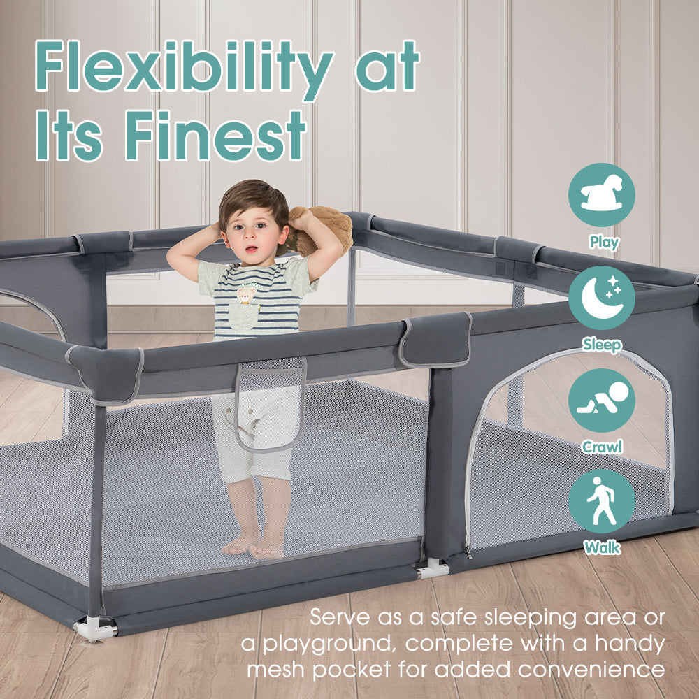 Playpals Baby Playpen Child Safety Gate Kids Playpen Child Play 2 Door 180X200cm - Sunyee