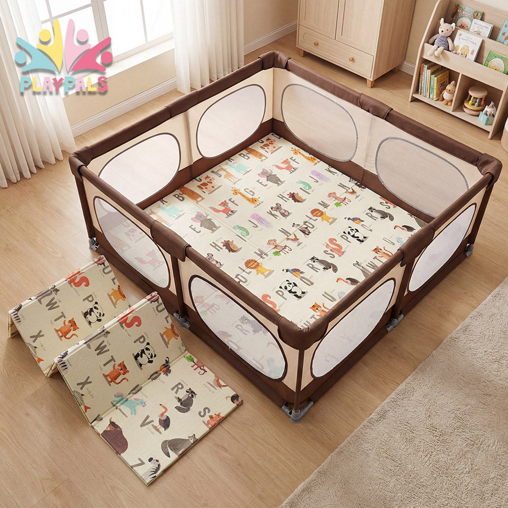 Playpals Baby Playpen 180X200cm with Foldable Kid Play Mat - Sunyee