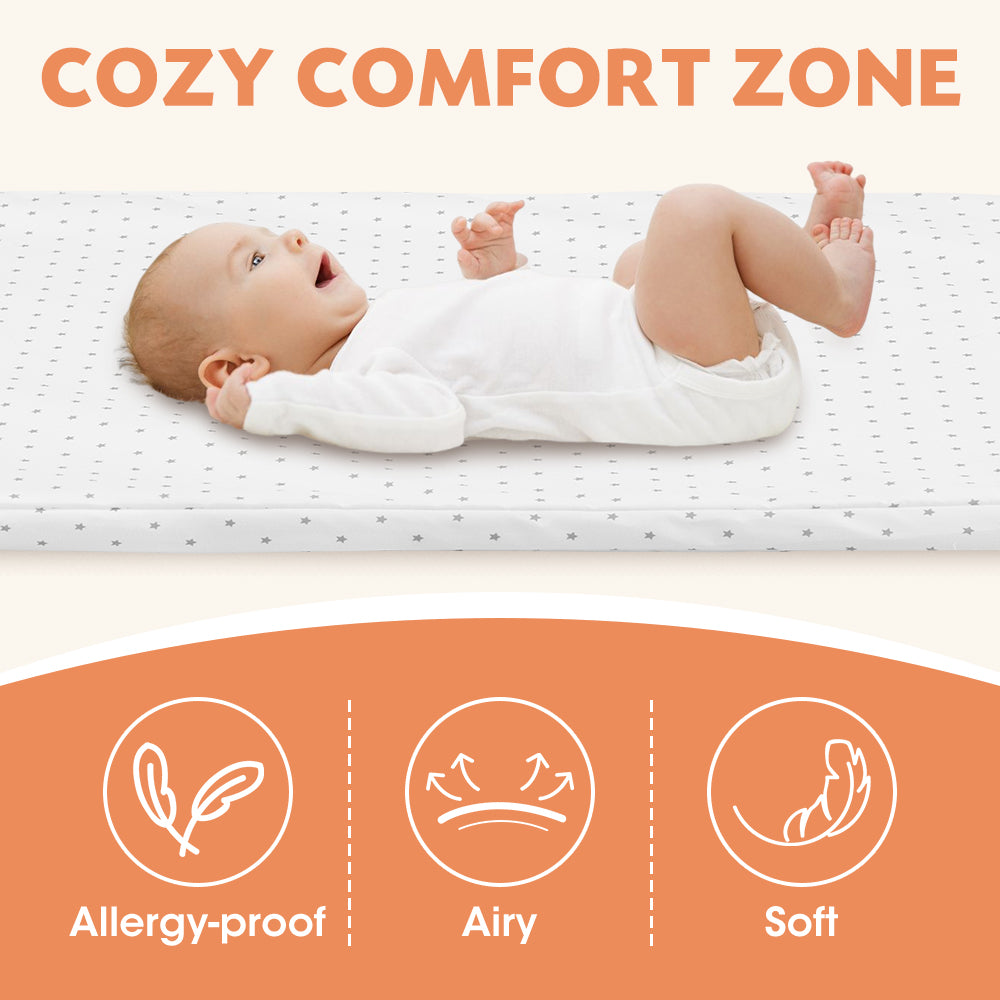 PlayPals 3-in-1 Baby Cot Crib Bed Bassinet Bedside Sleeper Portable Grey - Sunyee