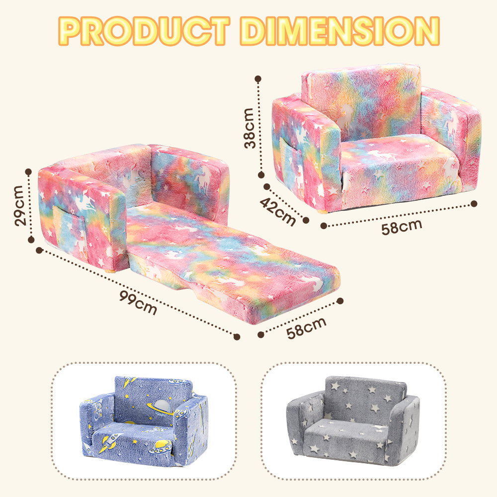 Playpals Kids Sofa Convertible Couch Fold Out Play Couch Toddler Sofa - Sunyee
