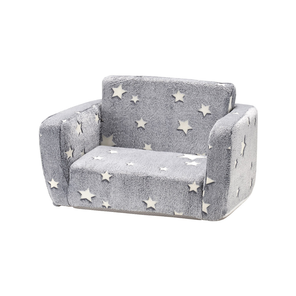 Playpals Kids Sofa Convertible Couch Fold Out Play Couch Toddler Sofa Grey - Sunyee