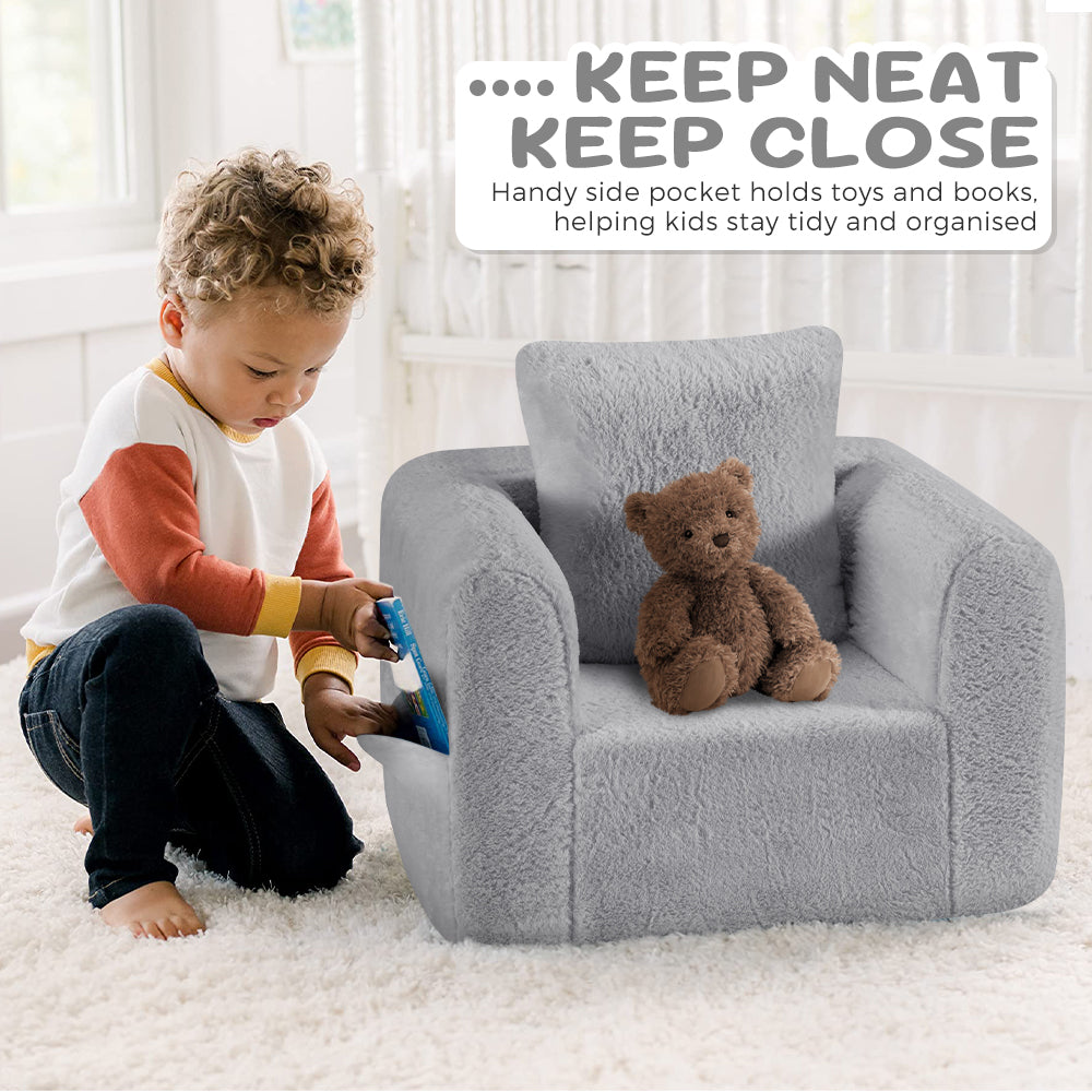 Playpals Kid Sofa Play Couch with Pillow High Back Toddler Chair Sofa - Sunyee