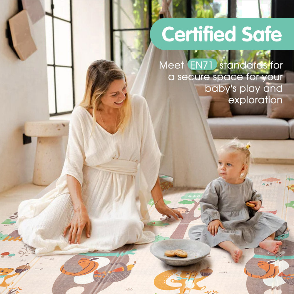 Playpals Kids Play Mat Baby Crawling Double Folding XPE Foam Pad Non-slip Carpet - Sunyee