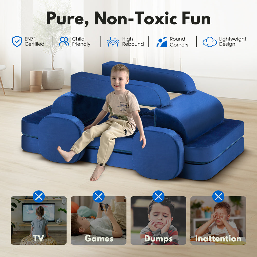 Playpals 12PCS Modular Kids Play Couch Inspiring Child Creativity Foam Sofa - Sunyee