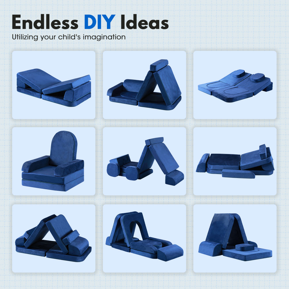 Playpals 12PCS Modular Kids Play Couch Inspiring Child Creativity Foam Sofa - Sunyee