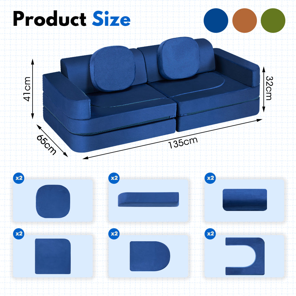 Playpals 12PCS Modular Kids Play Couch Inspiring Child Creativity Foam Sofa - Sunyee