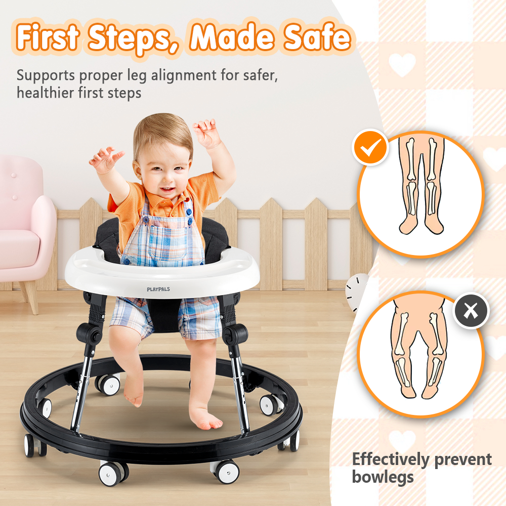 Playpals 3-IN-1 Baby Walker Adjustable Stroller Kids Ride On Toy Black - Sunyee