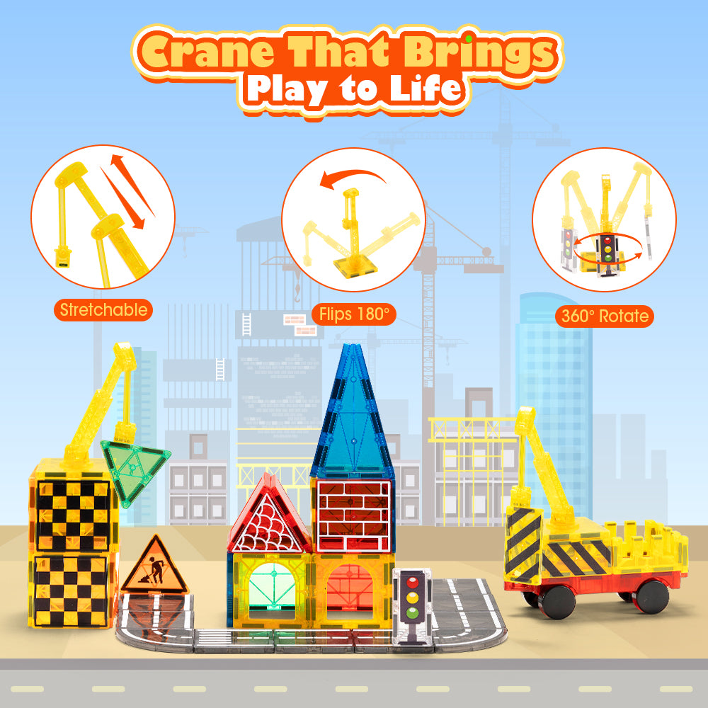 Playpals Kids Magnetic Tiles Road Set City Building Toys Child Gift - Sunyee