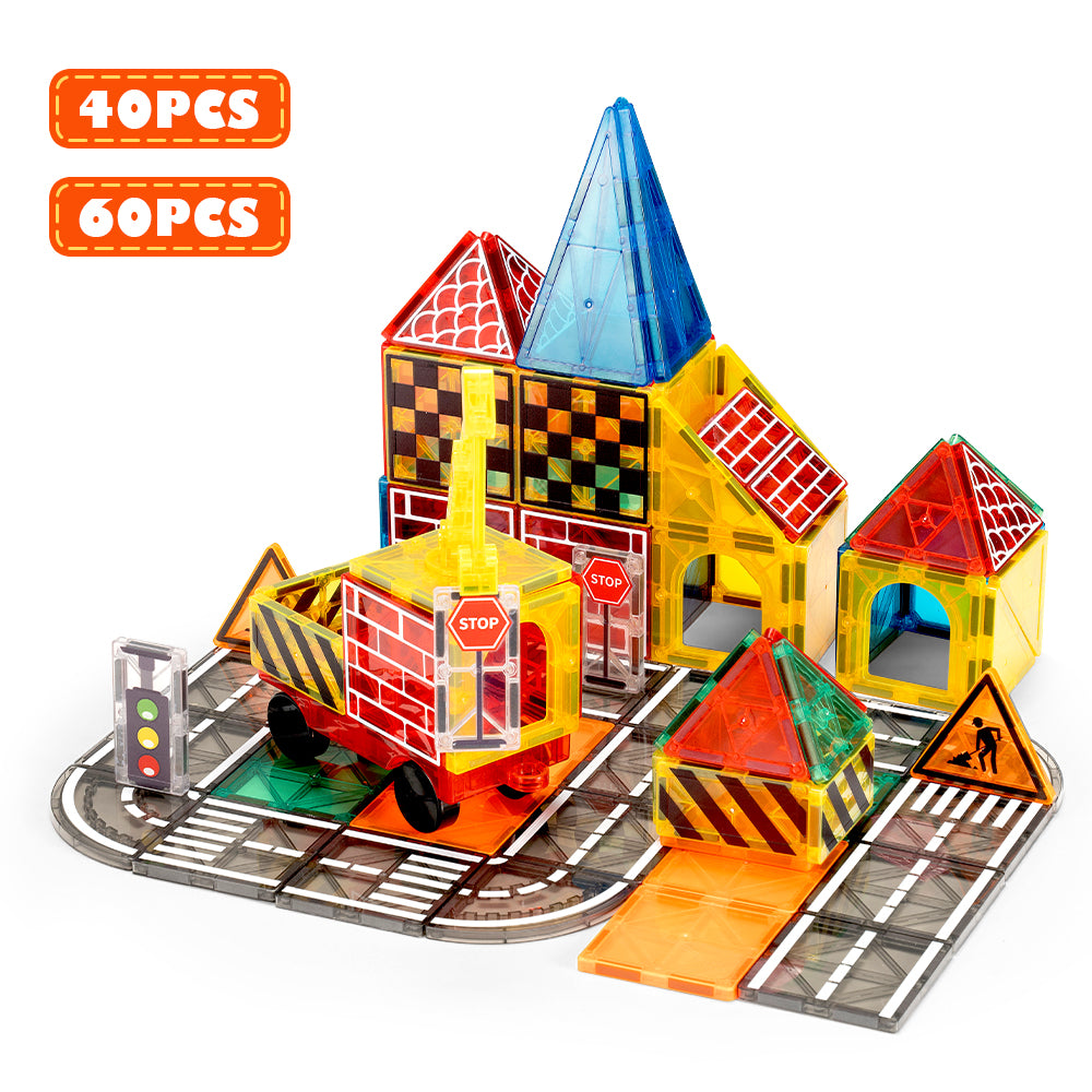 Playpals Kids Magnetic Tiles Road Set City Building Toys Child Gift