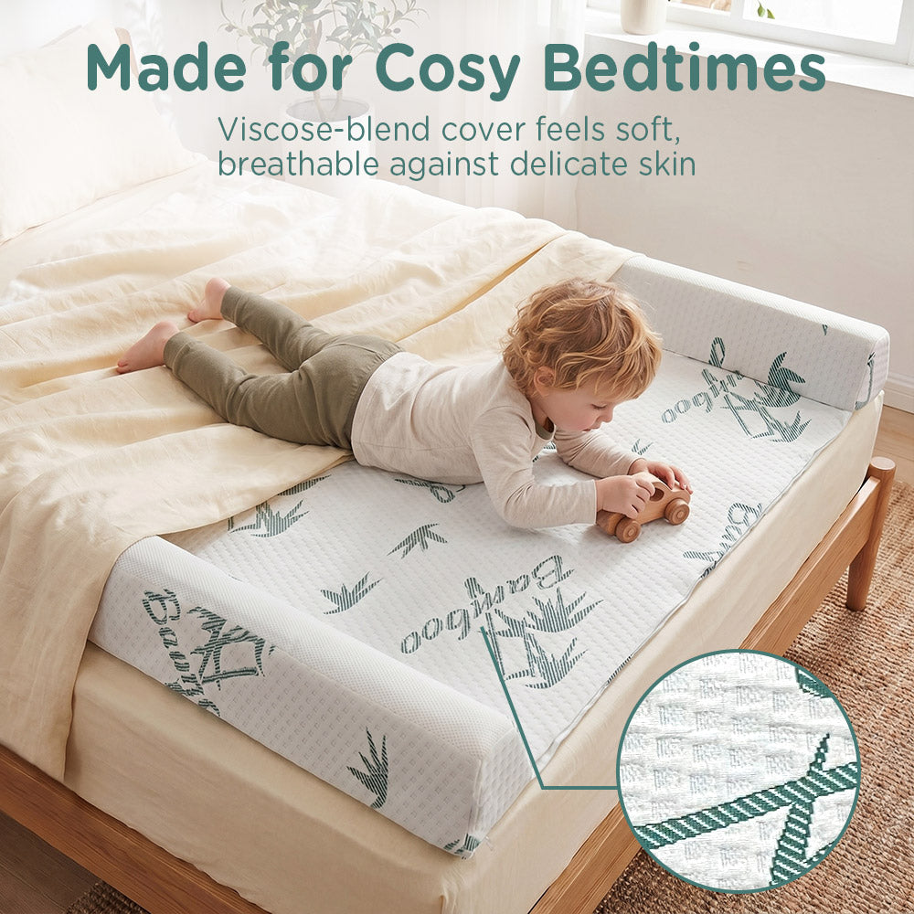 PlayPals Bed Bumper w/ Under-sheet Flap, 2 Pack Foam Bed Rails for Toddlers