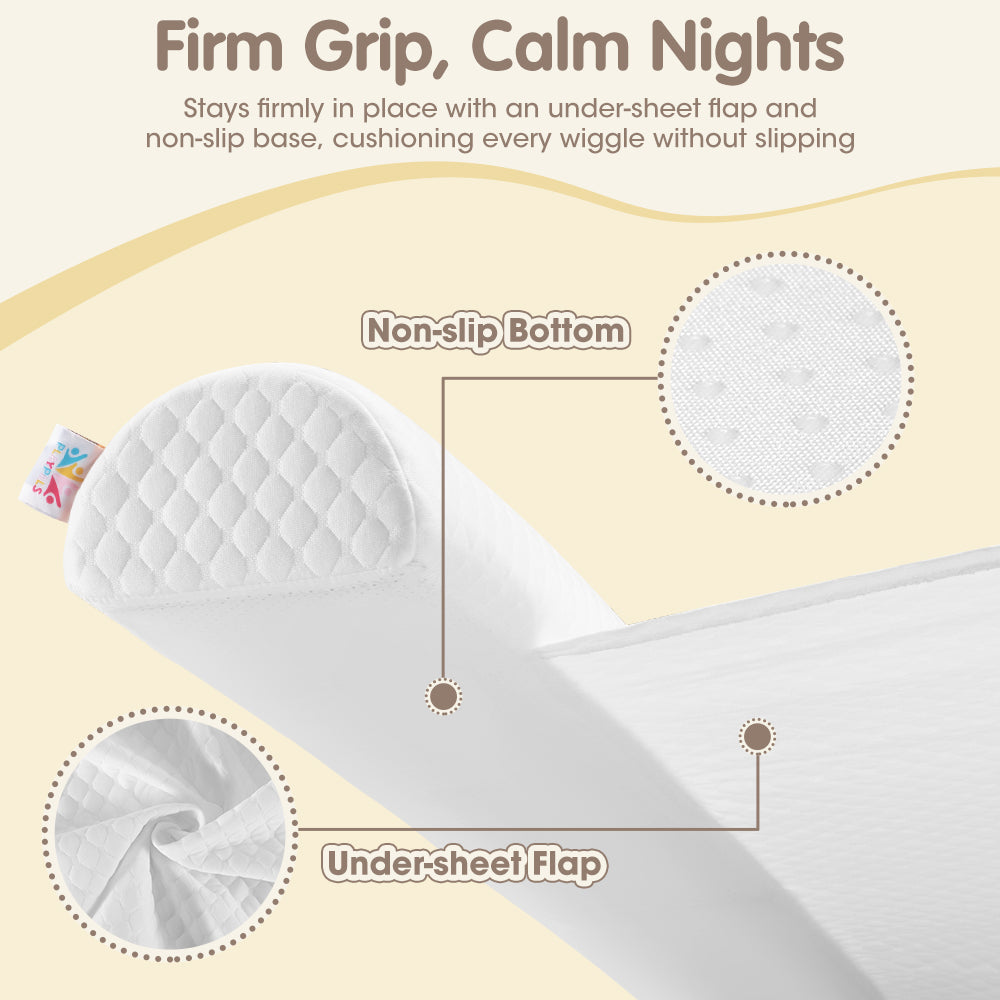 PlayPals Toddlers Bed Bumper 2 Pack w/ Waterproof Flap Bottom & Handle - Sunyee