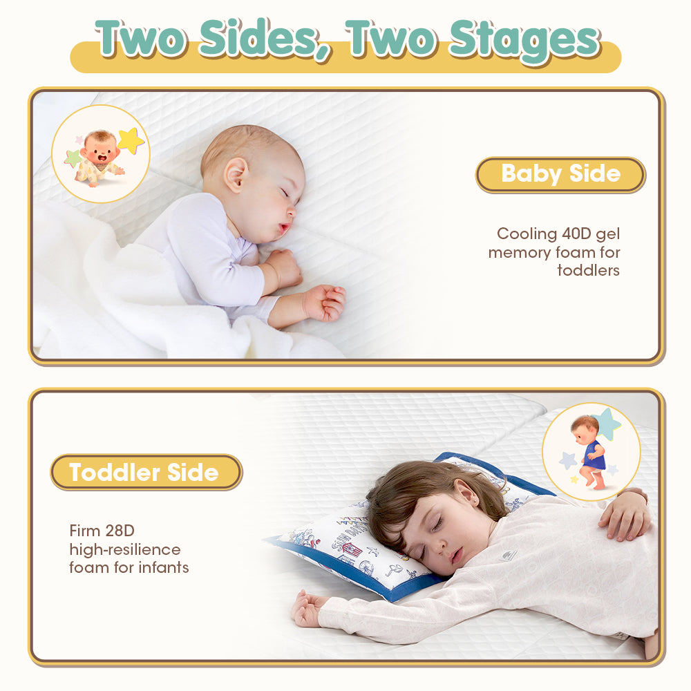 PlayPals Folding Baby Cot Mattress 5.5CM Dual-Sided Foam w/Carrying Bag - Sunyee