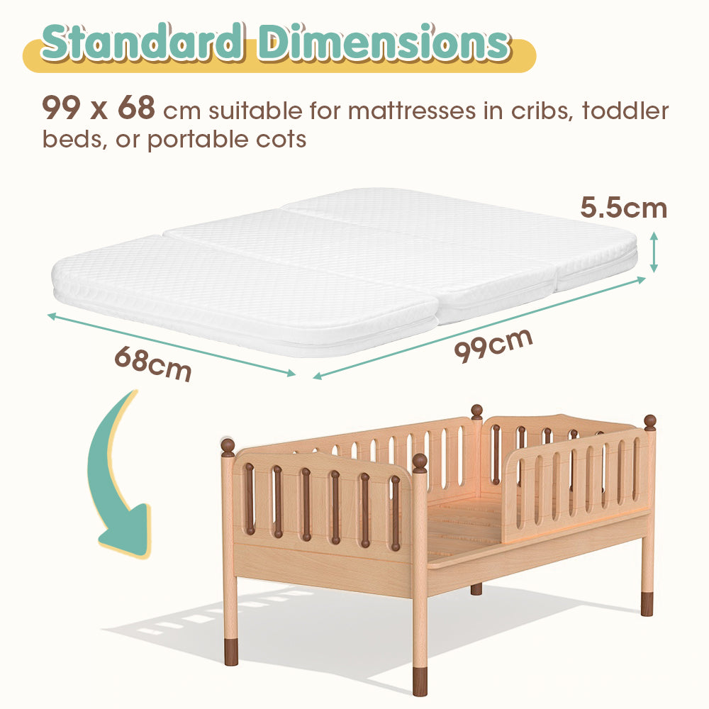 PlayPals Folding Baby Cot Mattress 5.5CM Dual-Sided Foam w/Carrying Bag - Sunyee