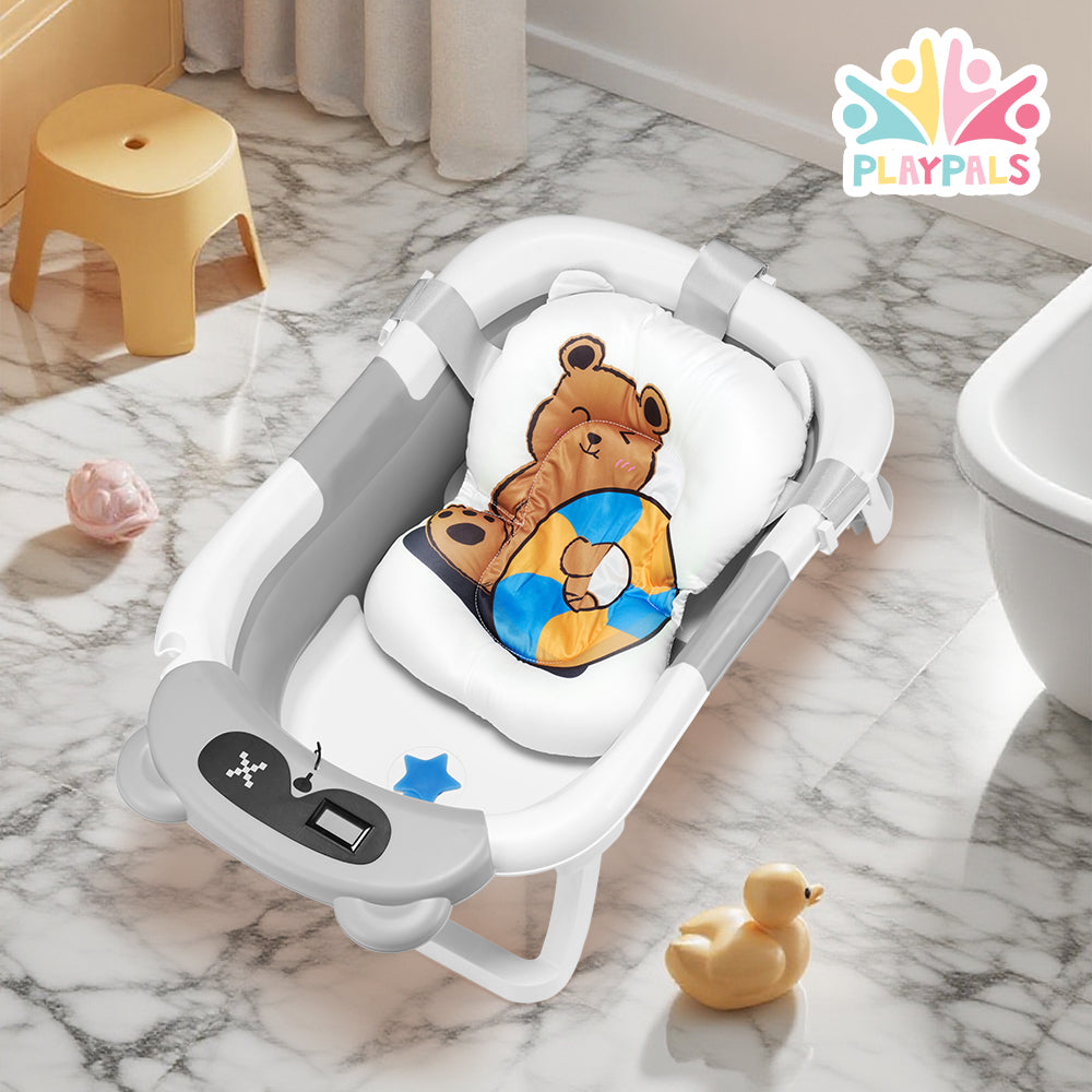 Playpals Collapsible Baby Bathtub with Thermometer Travel Newborn Tub - Sunyee