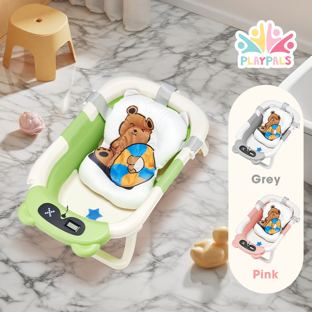 Playpals Collapsible Baby Bathtub with Thermometer Travel Newborn Tub - Sunyee