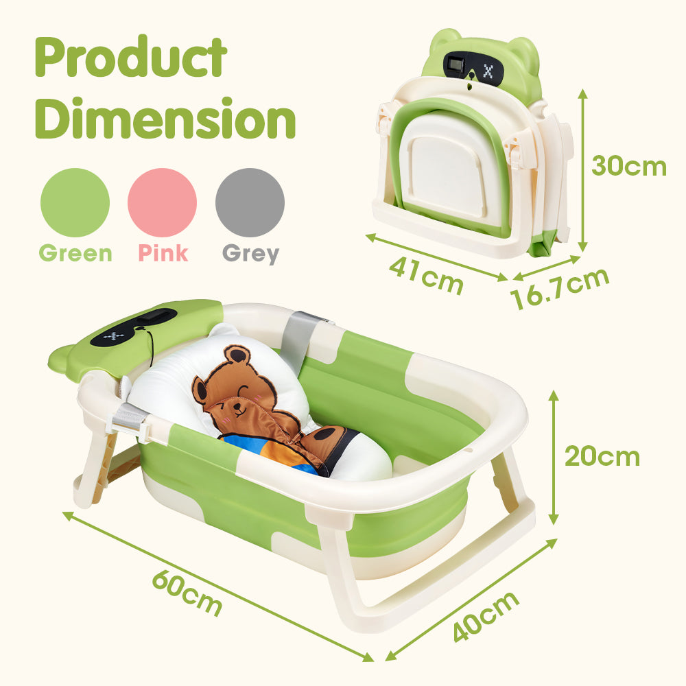 Playpals Collapsible Baby Bathtub with Thermometer Travel Newborn Tub - Sunyee