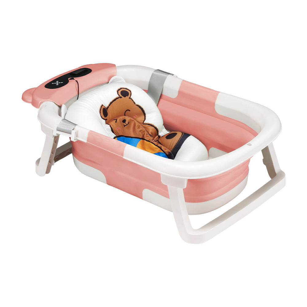 Playpals Collapsible Baby Bathtub with Thermometer Travel Newborn Tub - Sunyee
